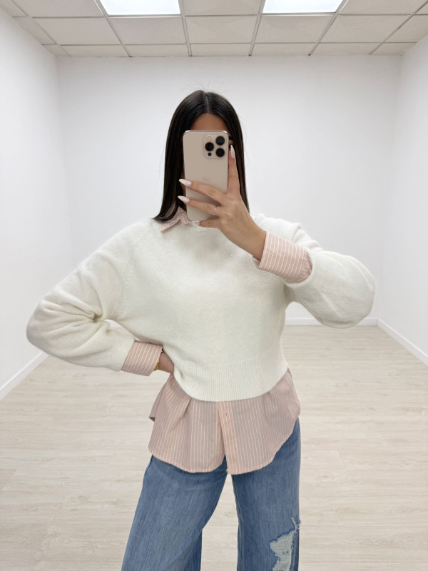 JERSEY CROP LANA BLANCO